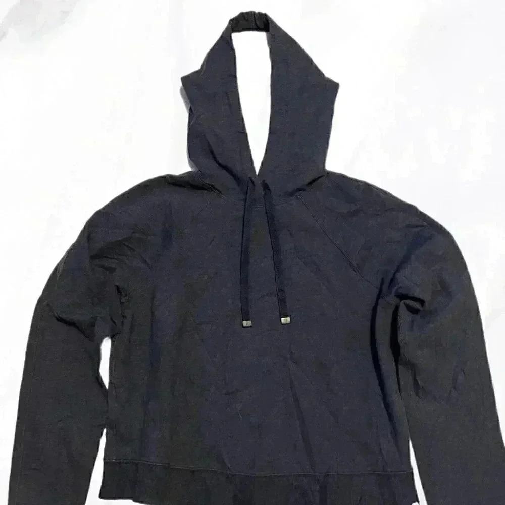 Kit And Ace casual athletic classic grey long sleeve cropped drawstring hoodie S
